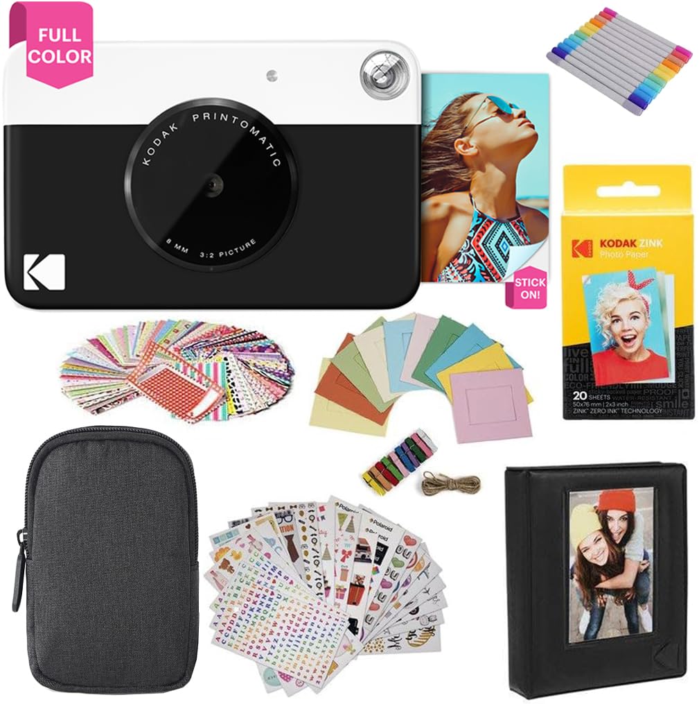 KODAK Printomatic Full-Color Instant Print Digital Camera - Colorful Photos On Zink 2x3" Sticky-Back Photo Paper - 5MP, Portable, Creative Fun Gift for Birthday, Christmas, Holiday - Green