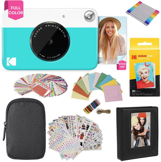 KODAK Printomatic Full-Color Instant Print Digital Camera - Colorful Photos On Zink 2x3" Sticky-Back Photo Paper - 5MP, Portable, Creative Fun Gift for Birthday, Christmas, Holiday - Green