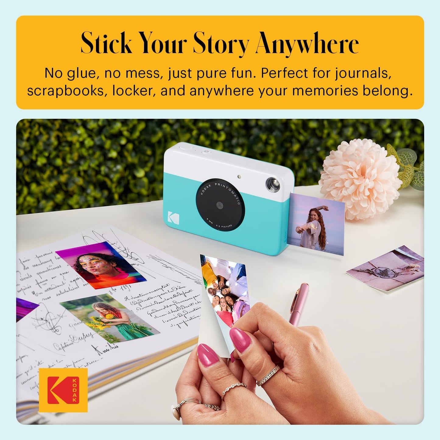 KODAK Printomatic Full-Color Instant Print Digital Camera - Colorful Photos On Zink 2x3" Sticky-Back Photo Paper - 5MP, Portable, Creative Fun Gift for Birthday, Christmas, Holiday - Green