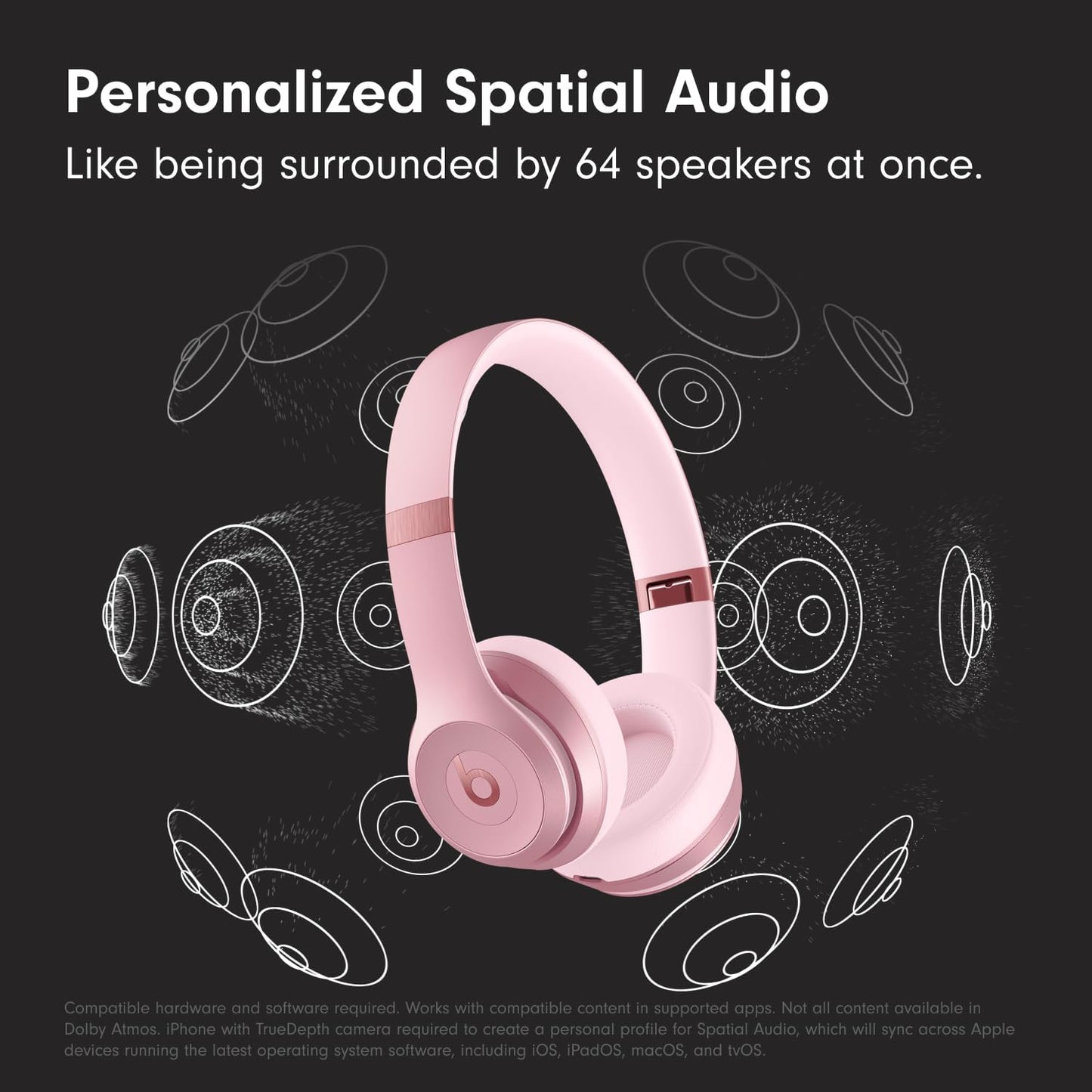 Beats Solo 4 - Wireless Bluetooth On-Ear Headphones, Apple & Android Compatible, Up to 50 Hours of Battery Life - Metallic Pink