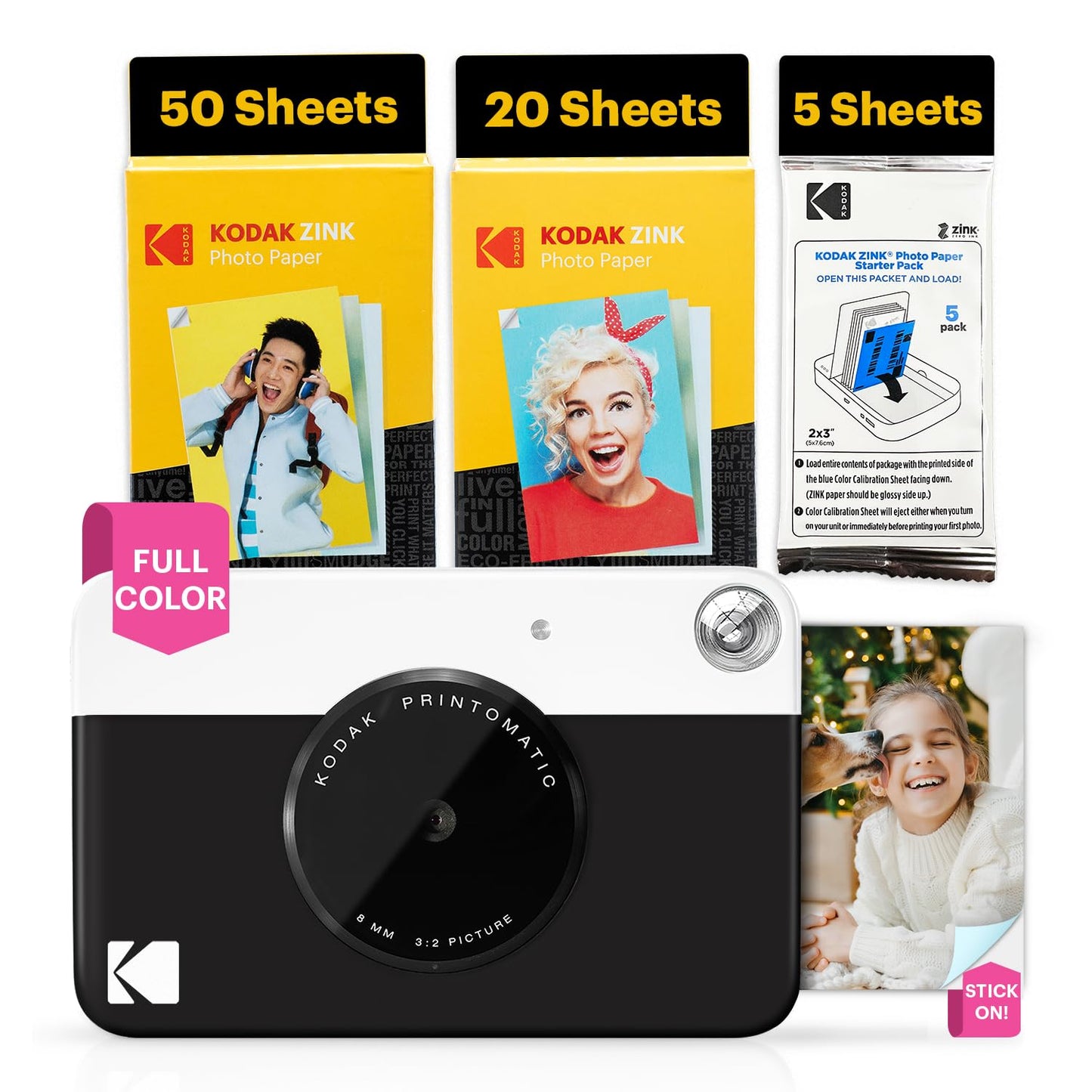 KODAK Printomatic Full-Color Instant Print Digital Camera - Colorful Photos On Zink 2x3" Sticky-Back Photo Paper - 5MP, Portable, Creative Fun Gift for Birthday, Christmas, Holiday - Green