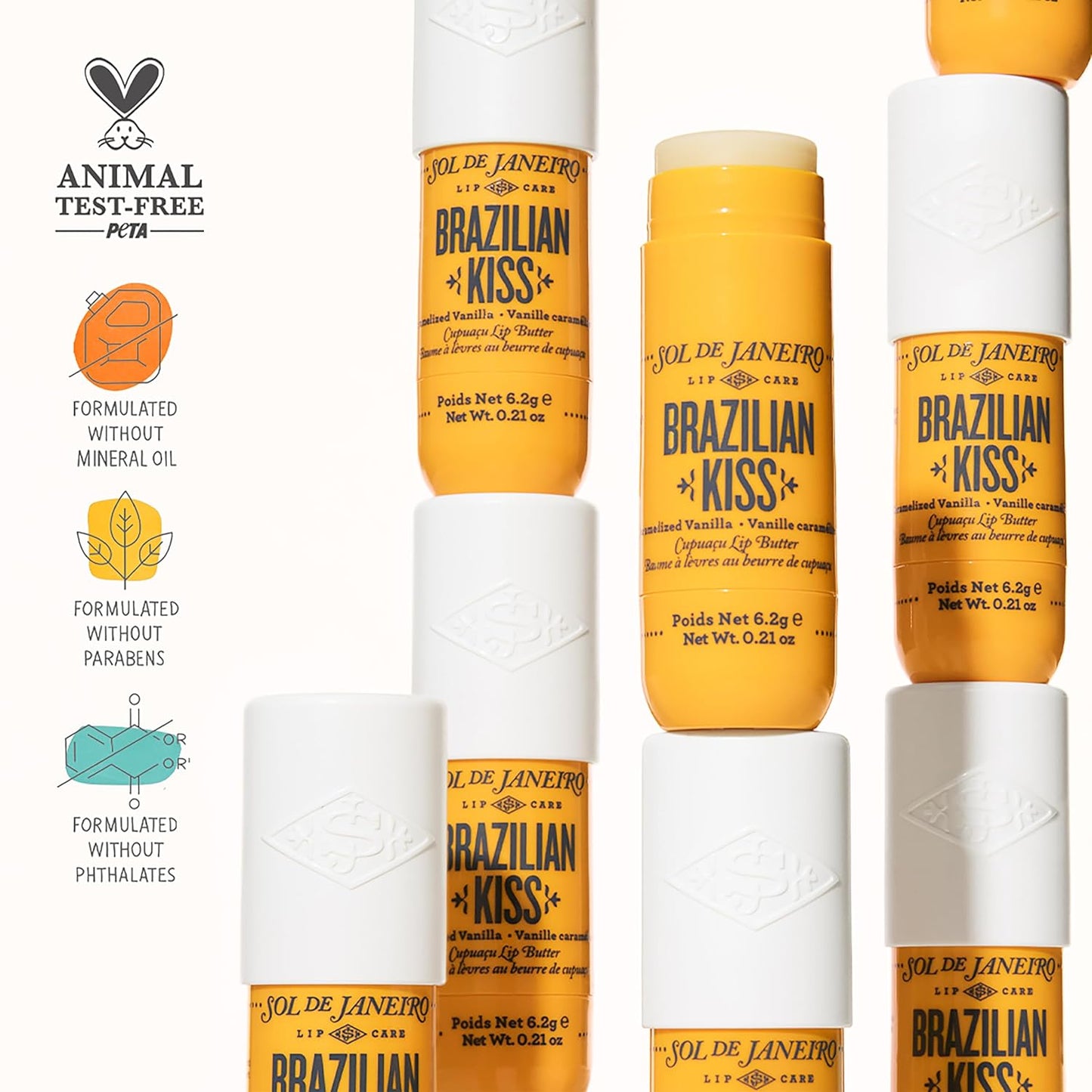 Sol de Janeiro Brazilian Kiss Hydrating Lip Butter Balm | Vanilla Lip Balm | Vegan Formula